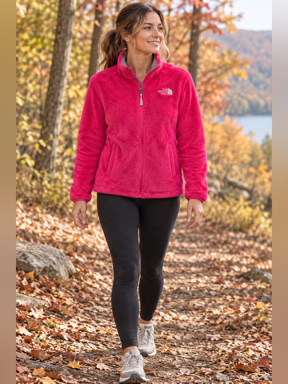 The North Face Hot Pink Plush Fleece Quarter Zip Pullover Women’s M